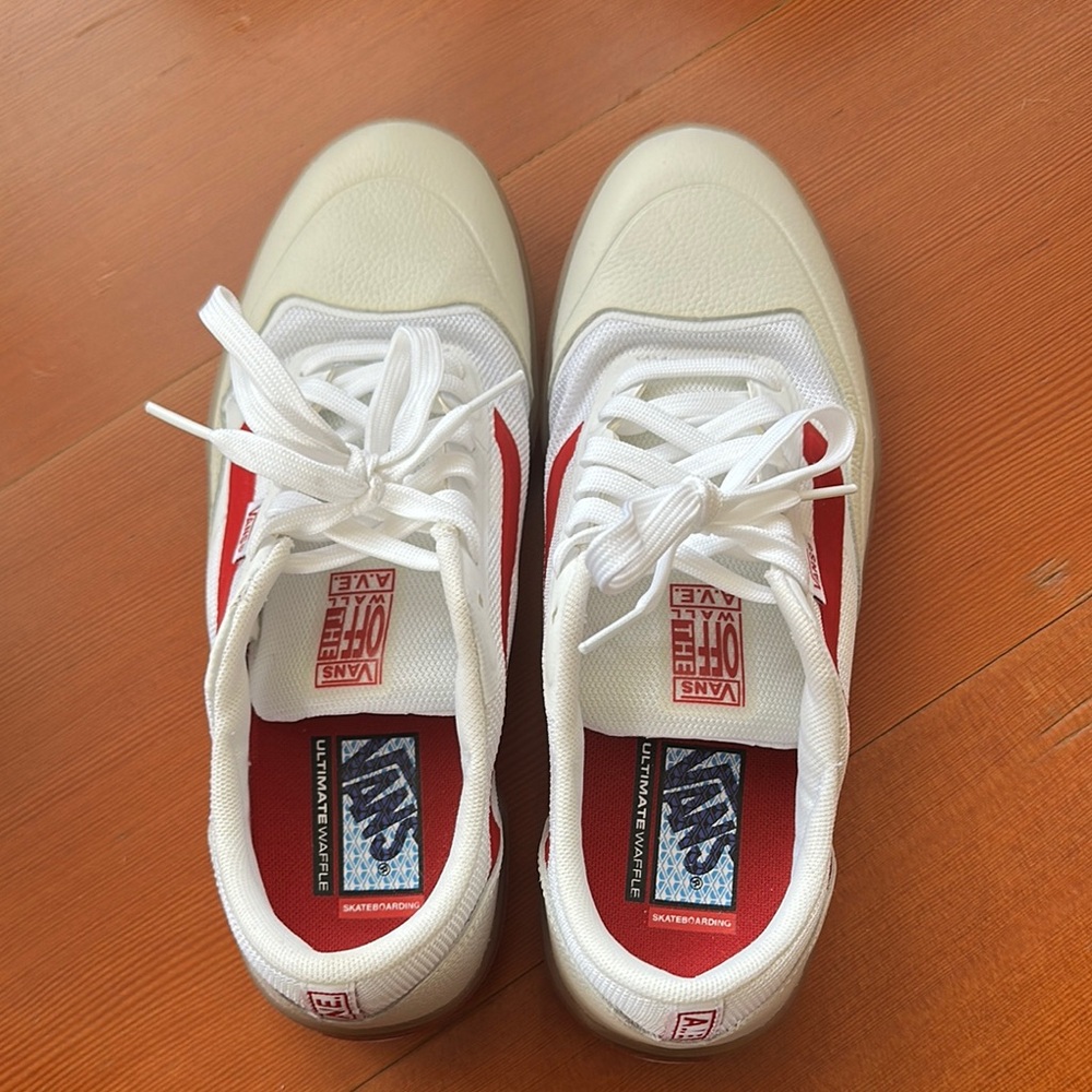 Vans White and Red Sneakers